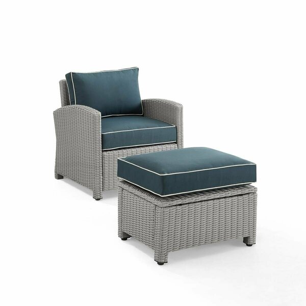 Claustro Bradenton Outdoor Wicker Armchair Set, Navy & Gray - 2 Piece CL3039273